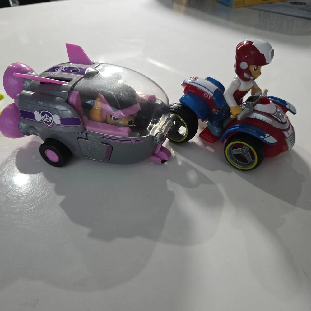 Paw Patrol Toy Lot 8 Piece Ryder Skye Rocky Vehicles and Figures Set